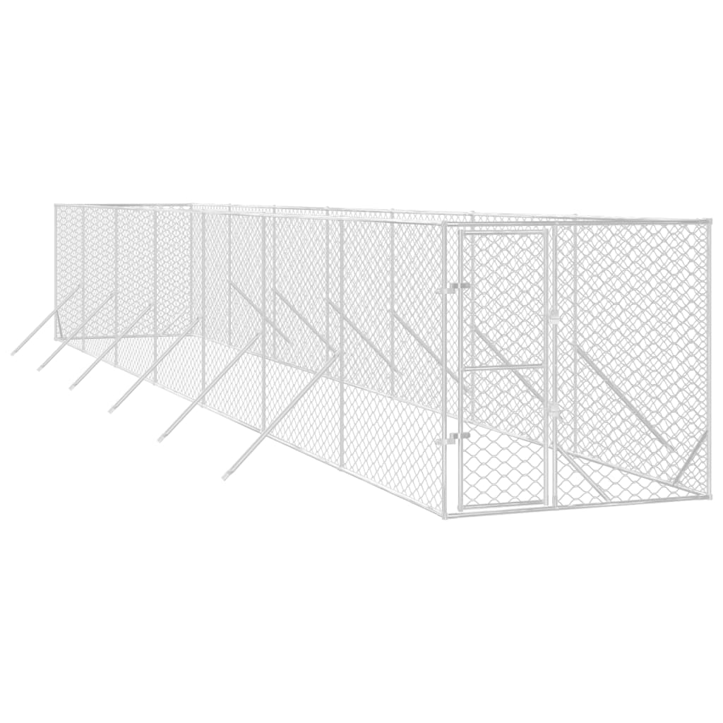 VidaXL Niche d'extérieur pour chien 2x14x2 m en acier galvanisé argent