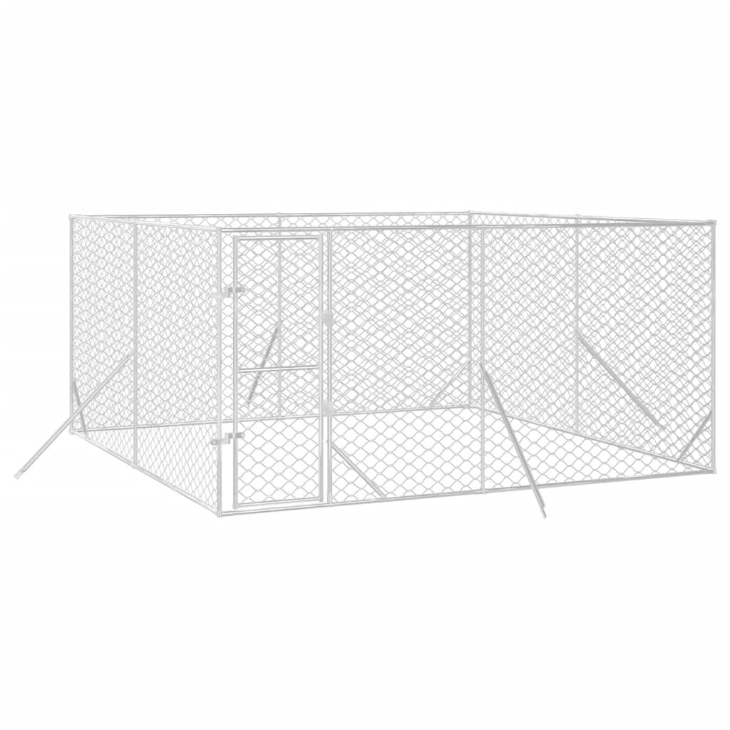 VidaXL Niche d'extérieur pour chien 4x4x2 m en acier galvanisé argent