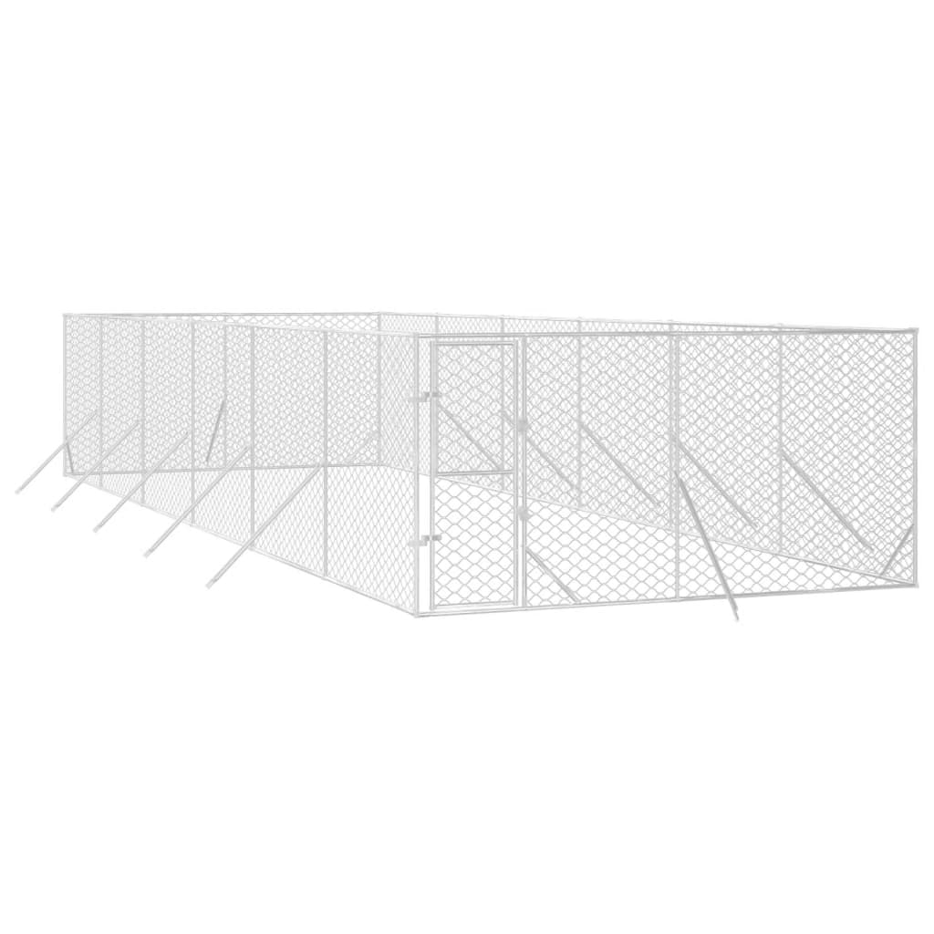 VidaXL Niche d'extérieur pour chien 4x12x2 m en acier galvanisé argent