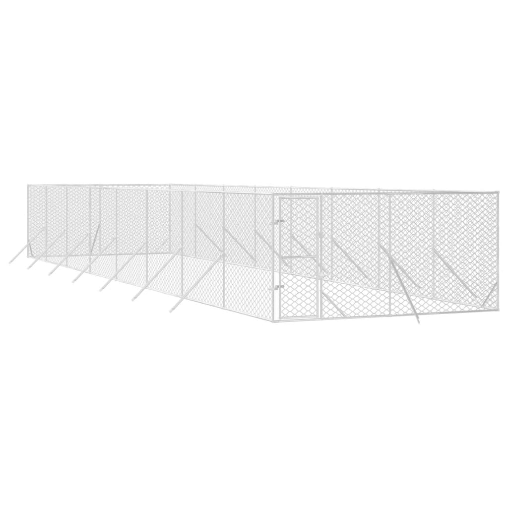 VidaXL Niche d'extérieur pour chien 4x16x2 m en acier galvanisé argent