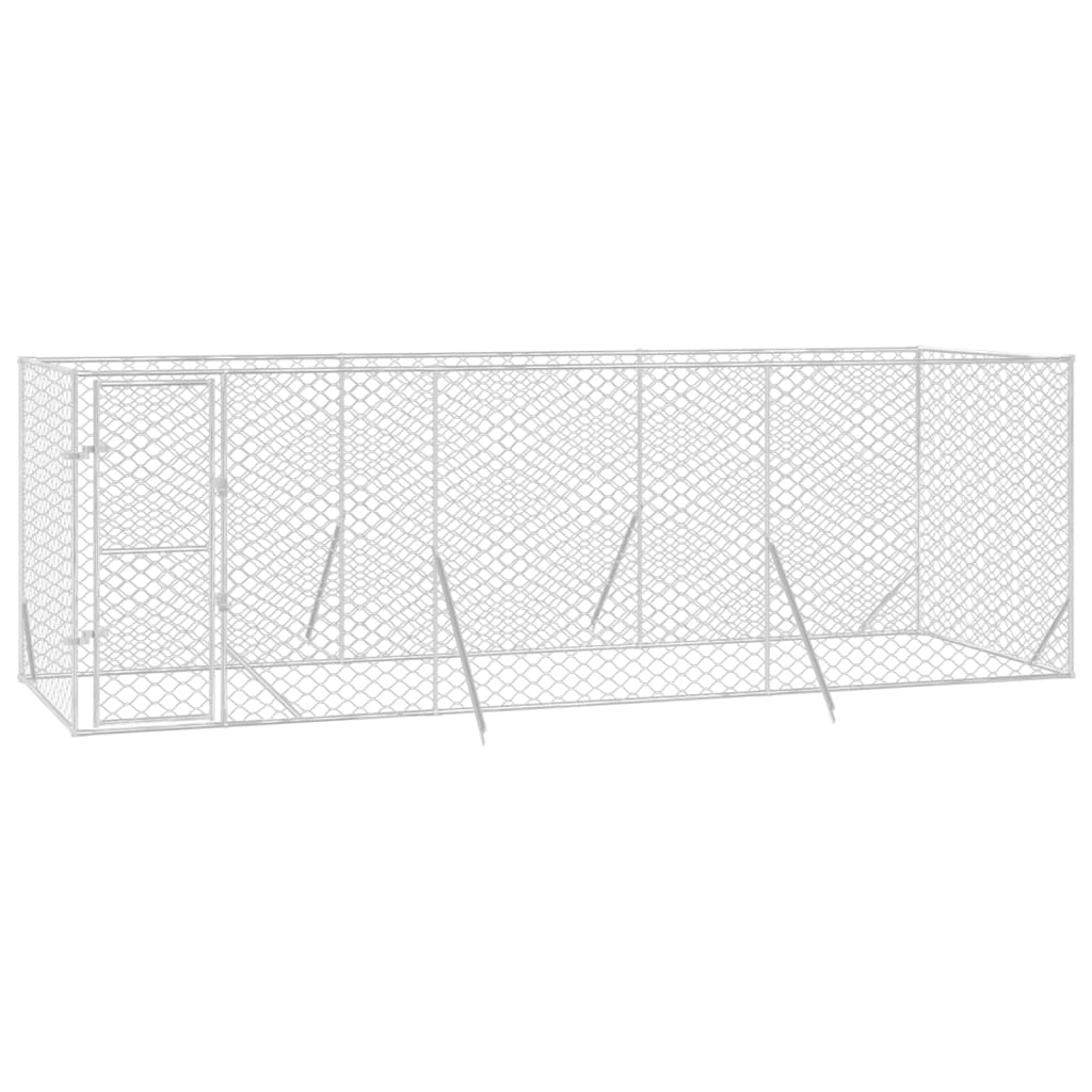 VidaXL Niche d'extérieur pour chien 6x2x2 m en acier galvanisé argent