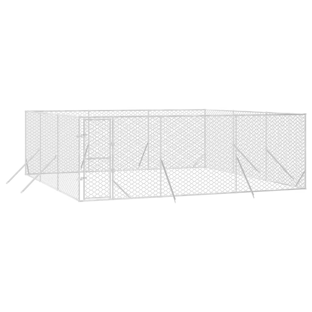 VidaXL Niche d'extérieur pour chien 6x6x2 m en acier galvanisé argent