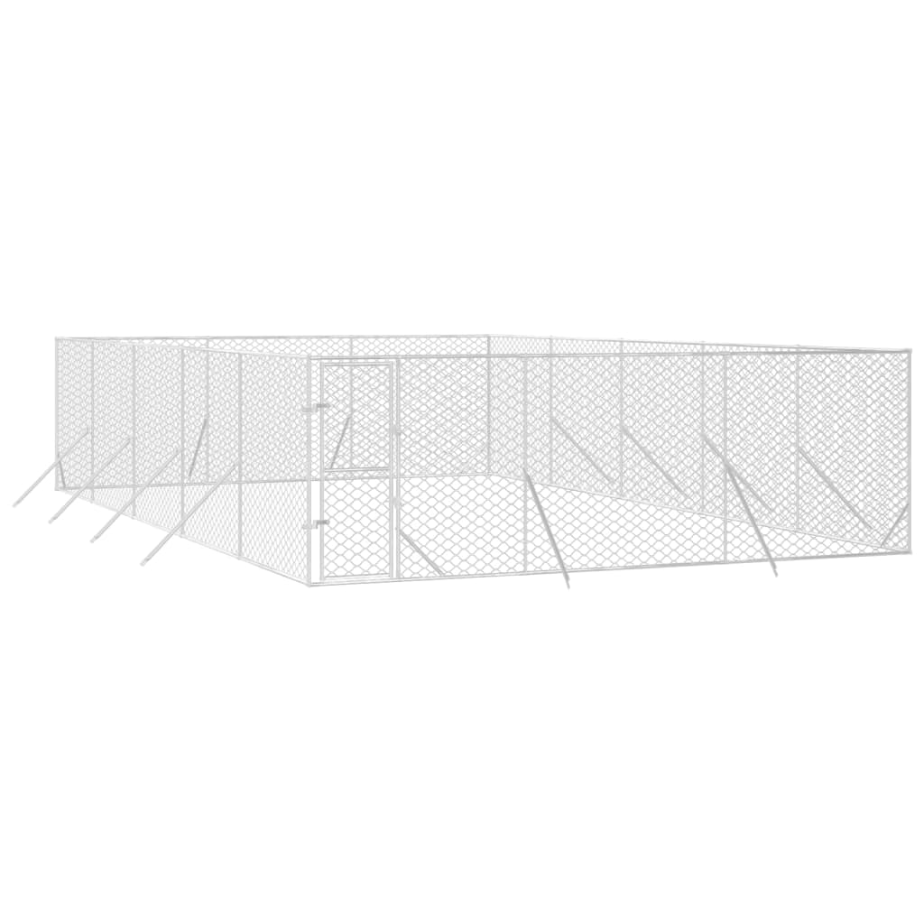 VidaXL Niche d'extérieur pour chien 6x10x2 m en acier galvanisé argent