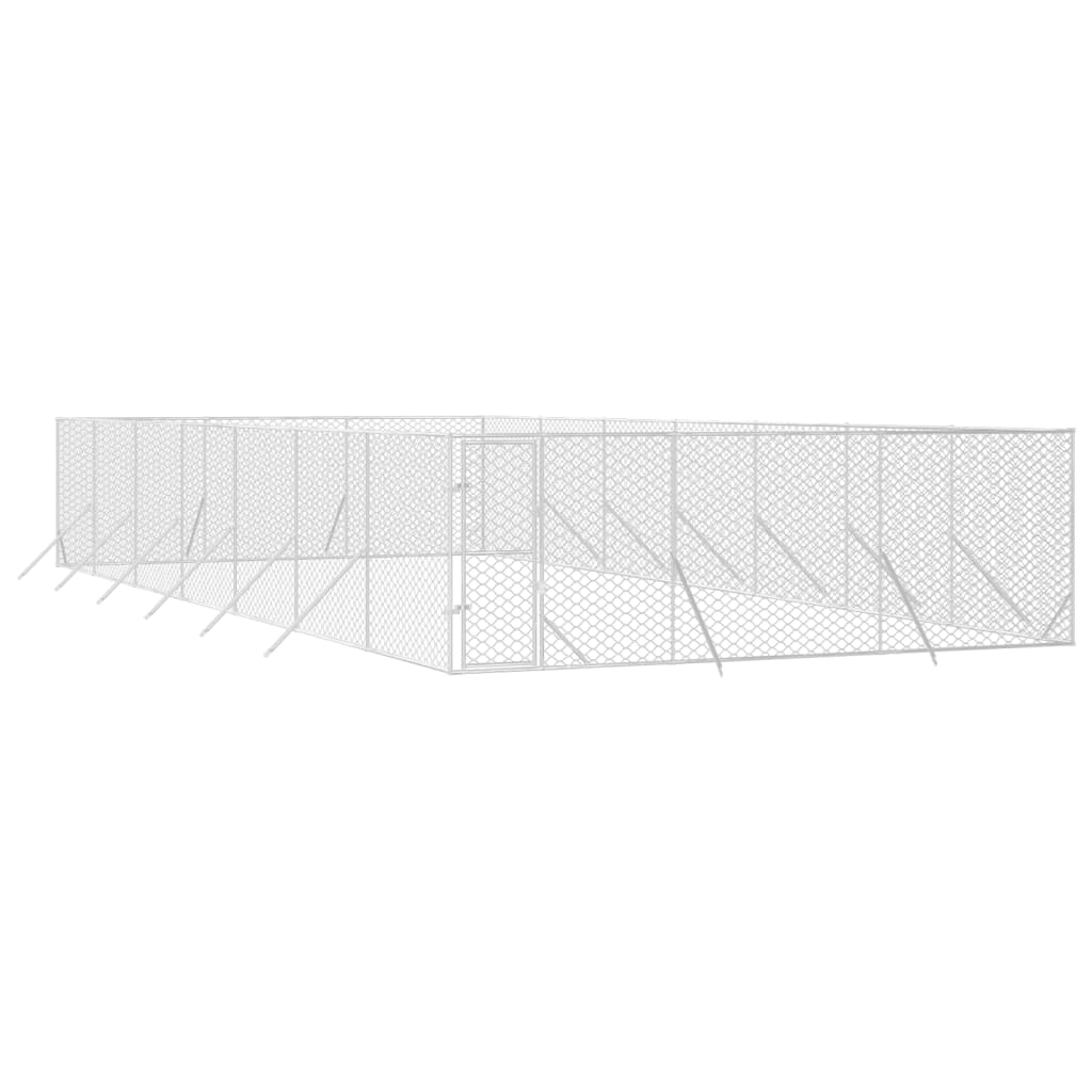 VidaXL Niche d'extérieur pour chien 6x14x2 m en acier galvanisé argent