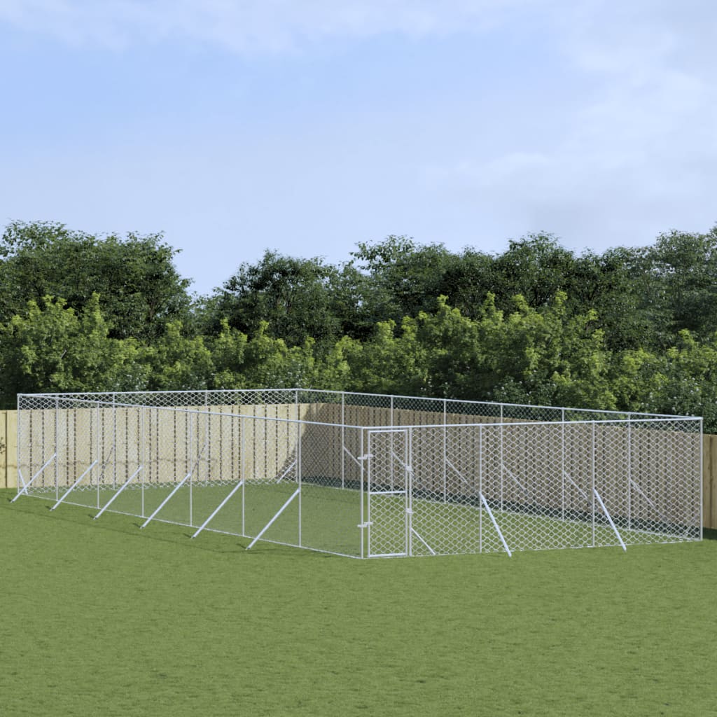 VidaXL Niche d'extérieur pour chien 6x14x2 m en acier galvanisé argent