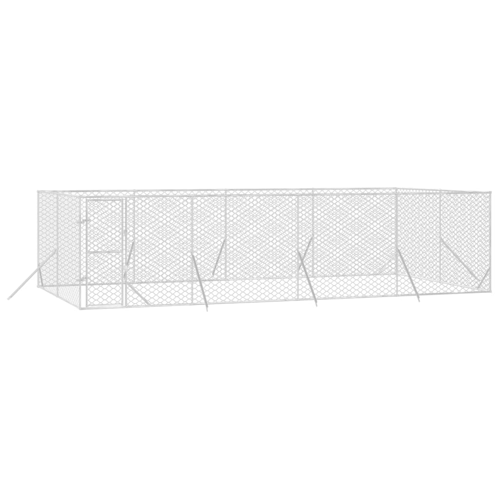 VidaXL Niche d'extérieur pour chien 8x4x2 m en acier galvanisé argent