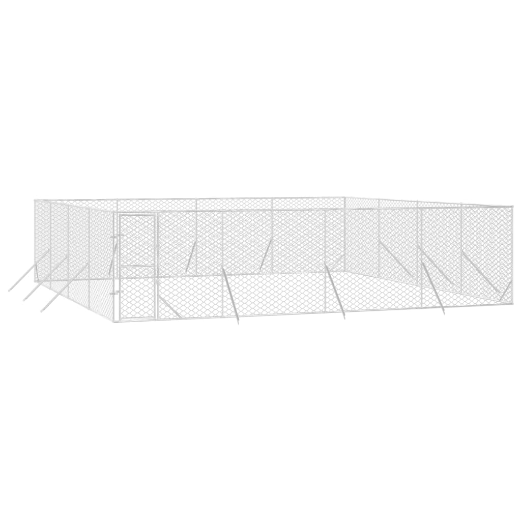 VidaXL Niche d'extérieur pour chien 8x8x2 m en acier galvanisé argent