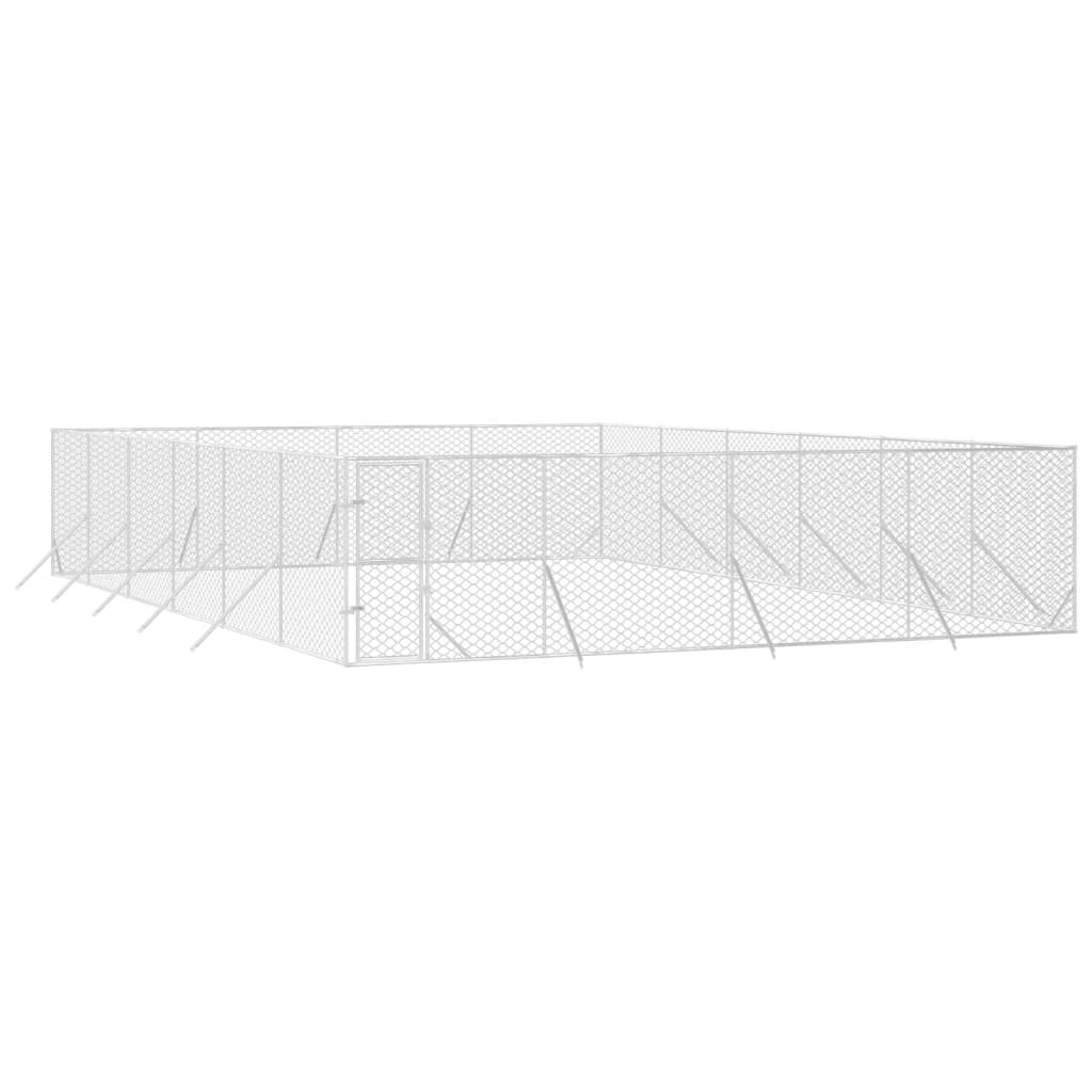 VidaXL Niche d'extérieur pour chien 8x12x2 m en acier galvanisé argent