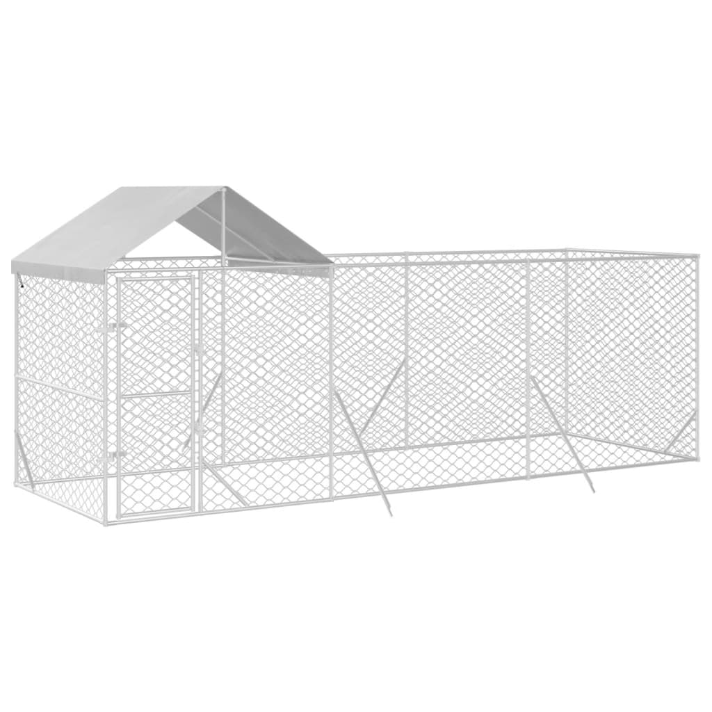 VidaXL Chenil pour chien avec toit 6x2x2,5 m en acier galvanisé couleur argent