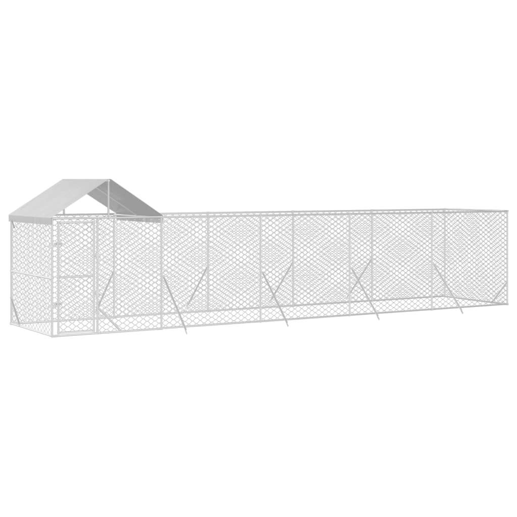 VidaXL Chenil pour chien avec toit 10x2x2,5 m en acier galvanisé argent