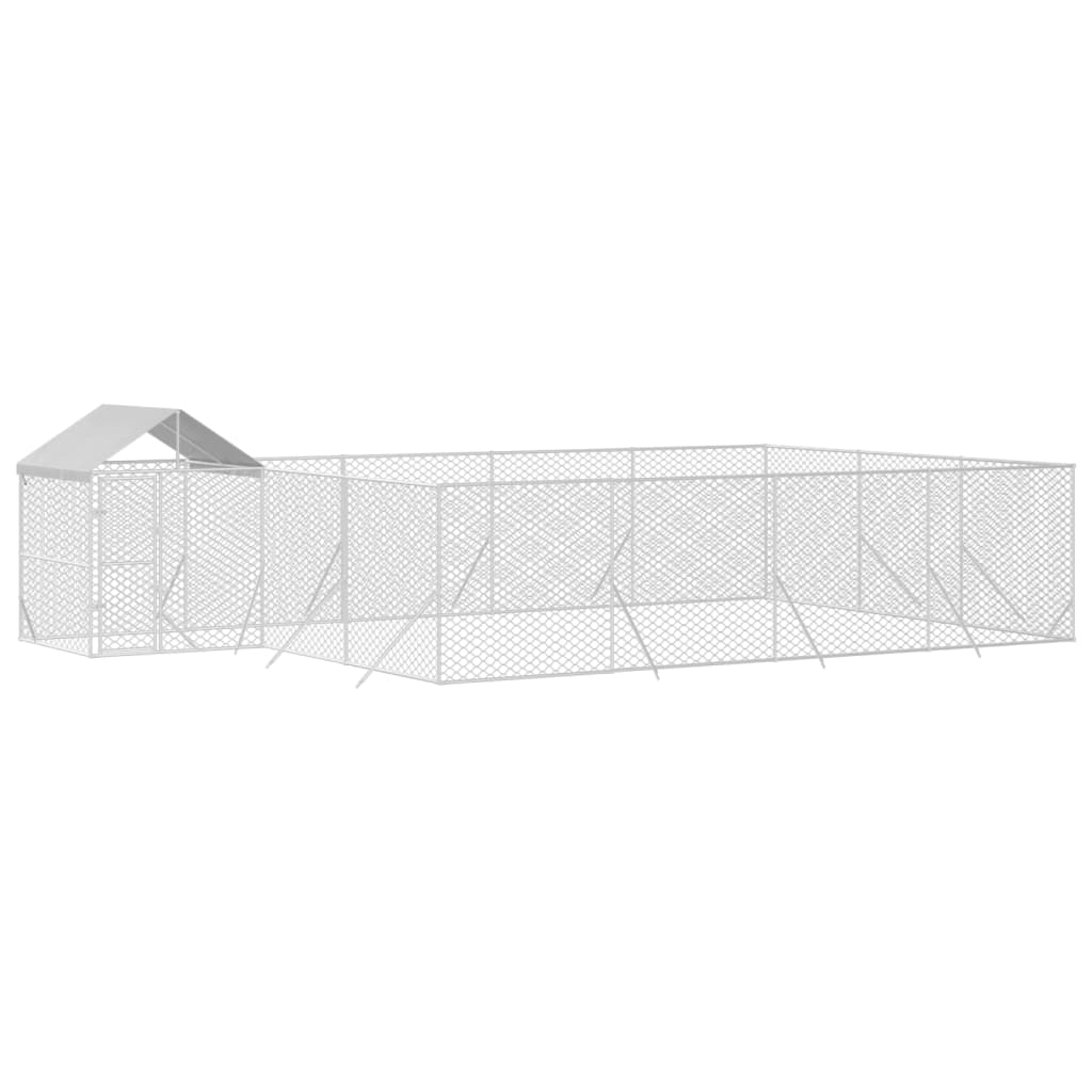 VidaXL Chenil pour chien avec toit 10x6x2,5 m en acier galvanisé argent