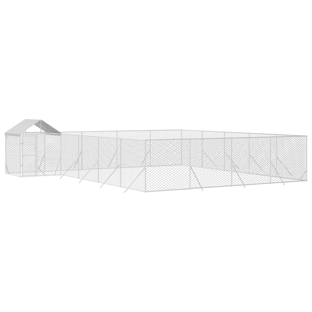VidaXL Chenil pour chien avec toit 10x8x2,5 m en acier galvanisé argent