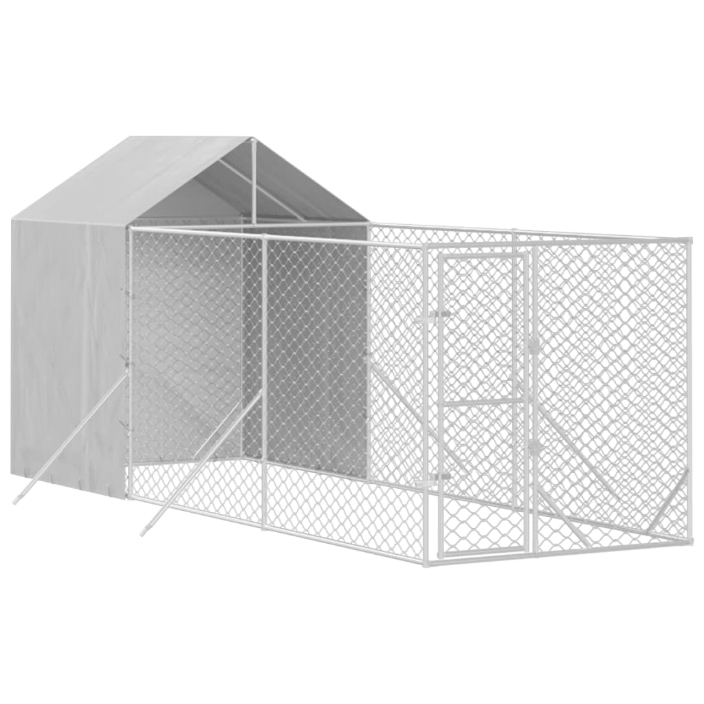 VidaXL Chenil pour chien avec toit 2x6x2,5 m en acier galvanisé couleur argent