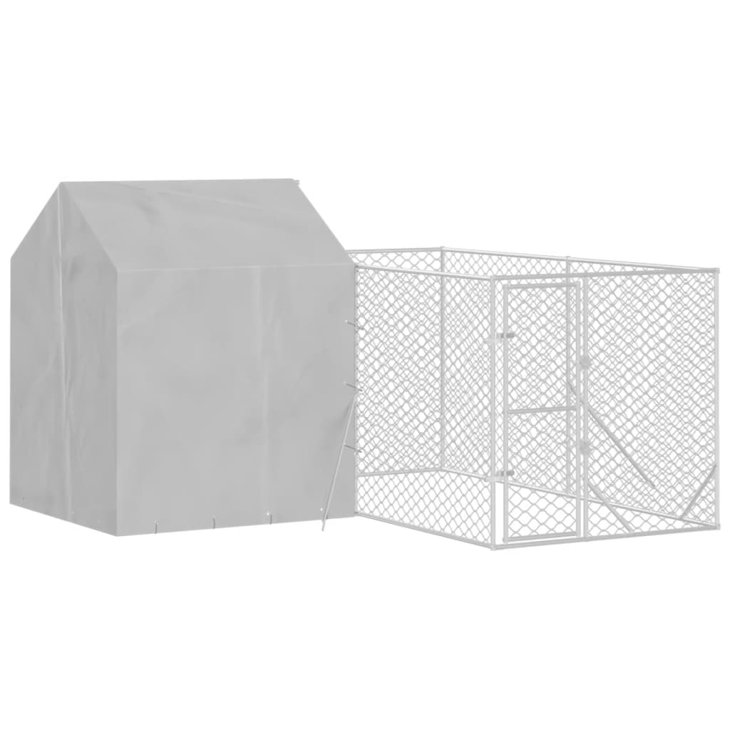 VidaXL Chenil pour chien avec toit 4x4x2,5 m en acier galvanisé argent
