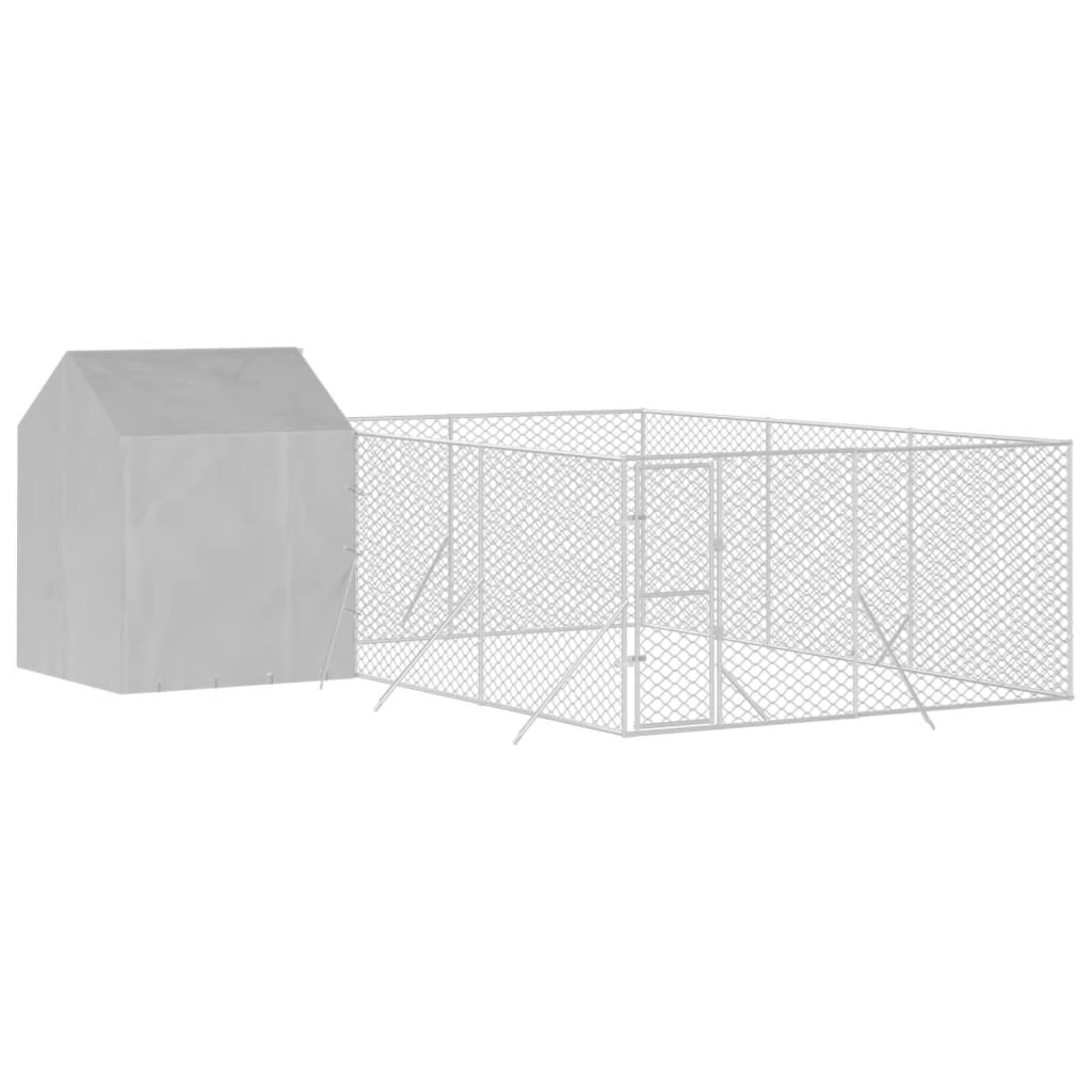 VidaXL Chenil pour chien avec toit 6x6x2,5 m en acier galvanisé argent