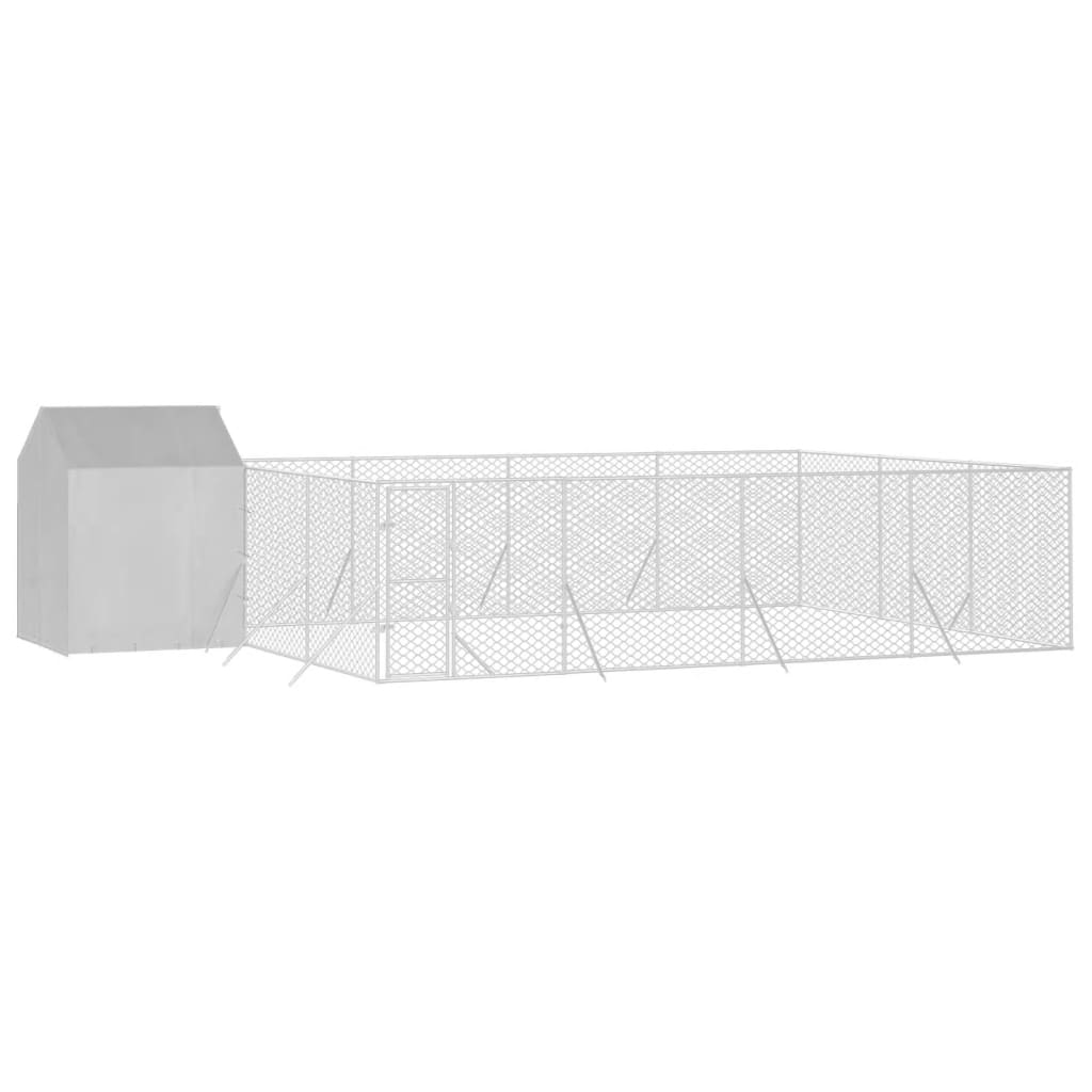 VidaXL Chenil pour chien avec toit 10x6x2,5 m en acier galvanisé argent