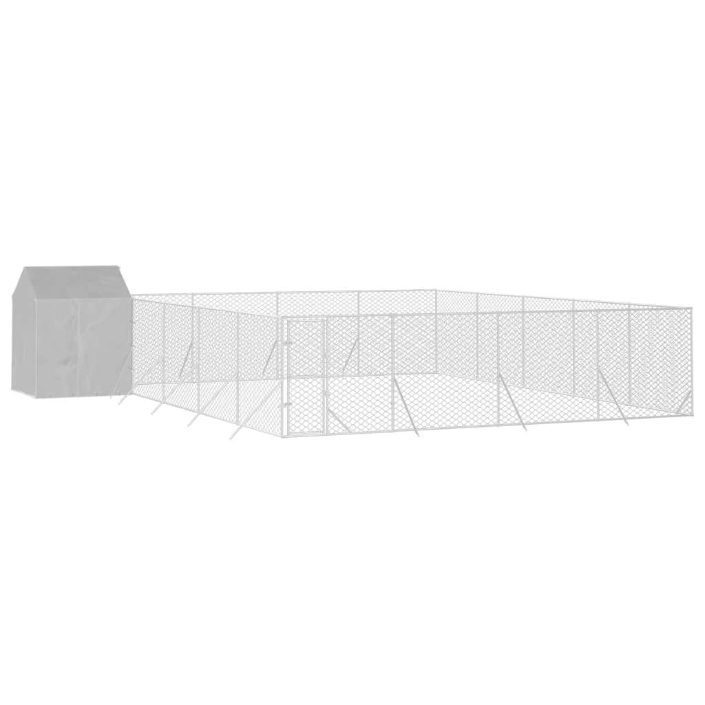 VidaXL Chenil pour chien avec toit 10x10x2,5 m en acier galvanisé argent