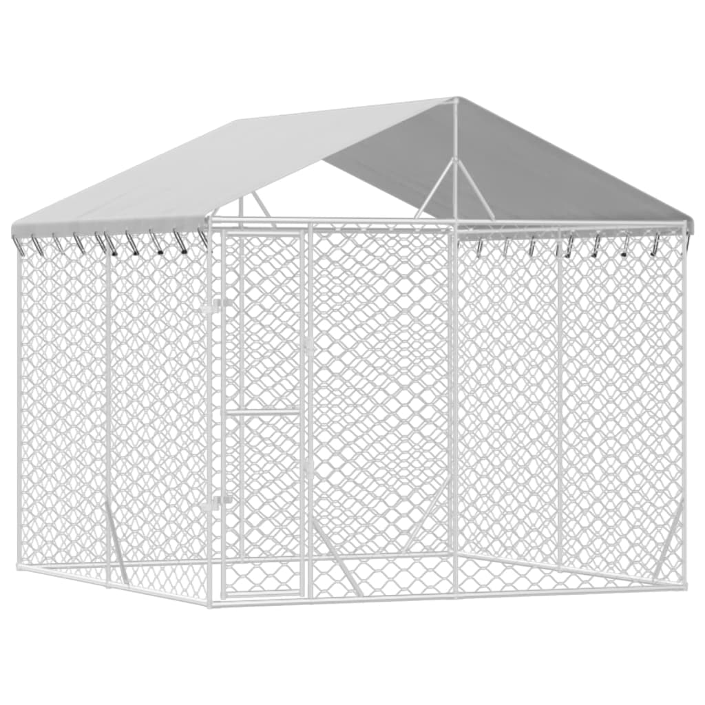 VidaXL Chenil pour chien avec toit 3x3x2,5 m en acier galvanisé couleur argent