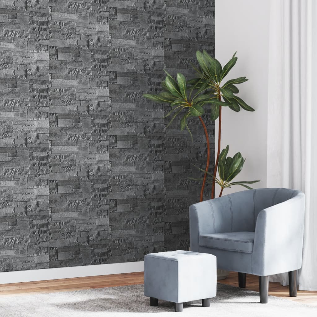 VidaXL papier peint intissé 3D aspect pierre 10x0,53 m noir