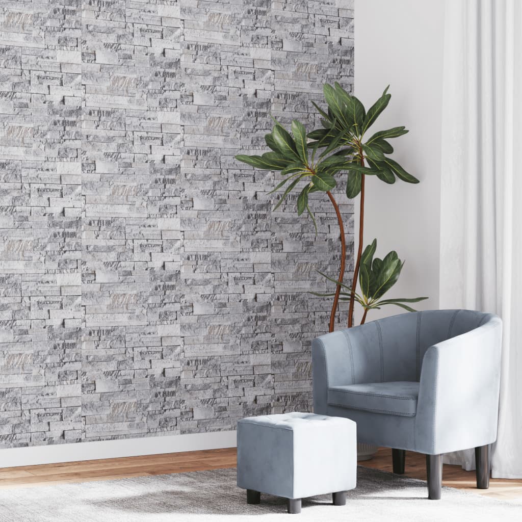 VidaXL papier peint intissé 3D aspect pierre 10x0,53 m gris clair et marron