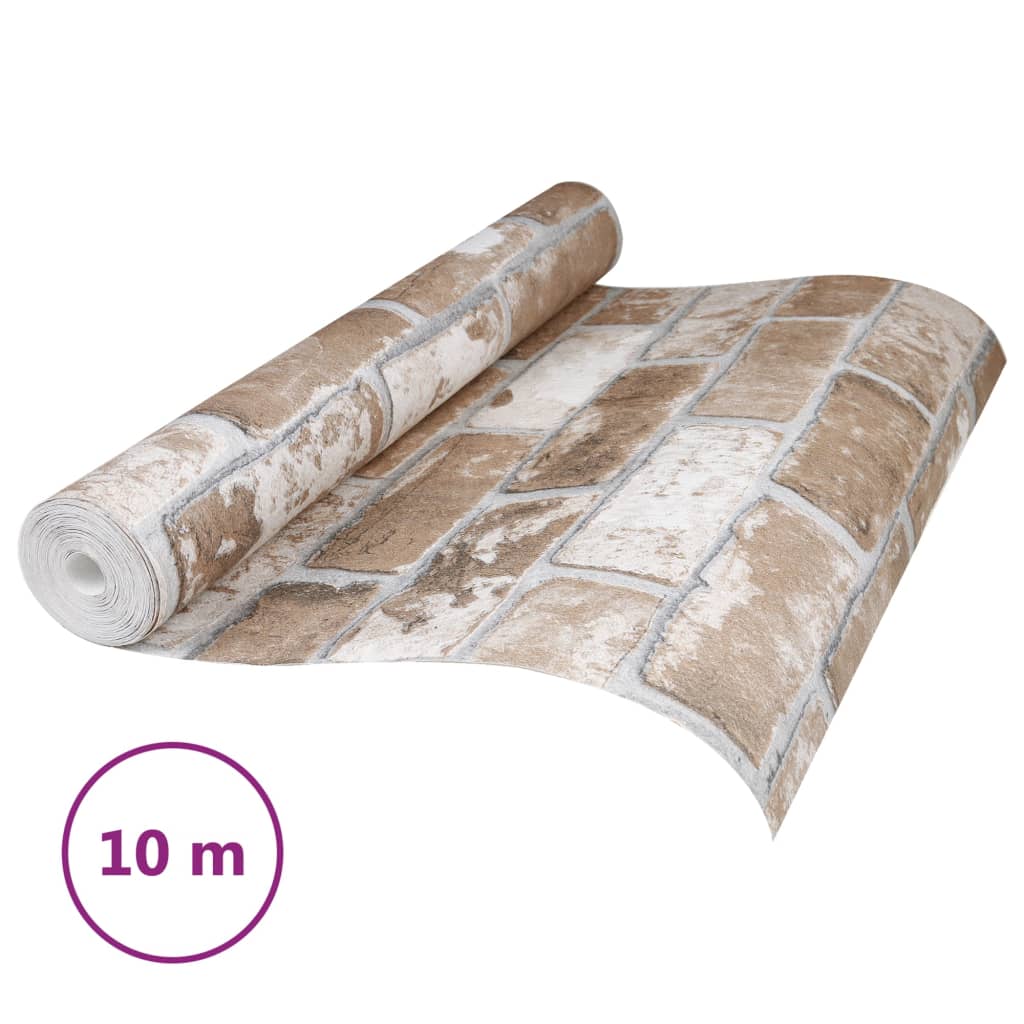 VidaXL papier peint intissé motif brique 3D 10x0,53 m marron