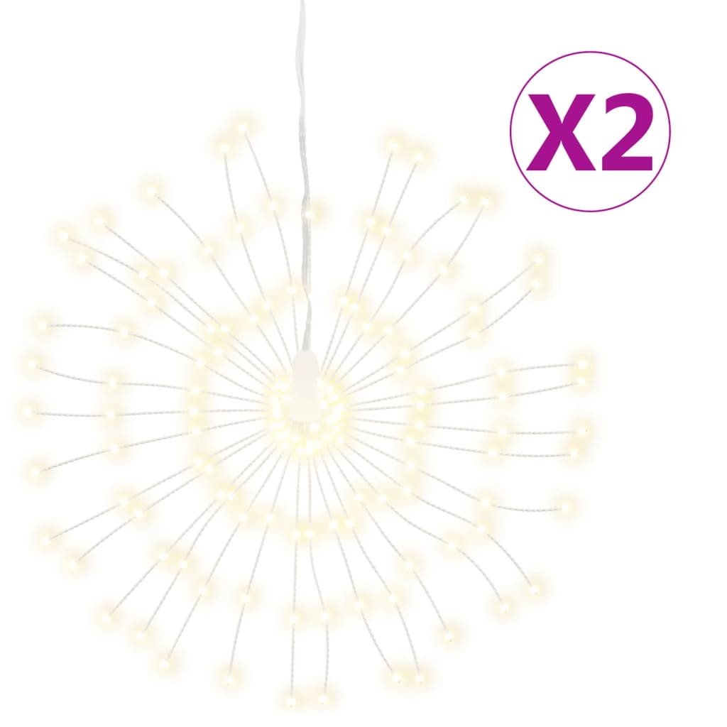 VidaXL lumières de Noël feux d'artifice 2 pcs 140 LED blanc chaud 17 cm