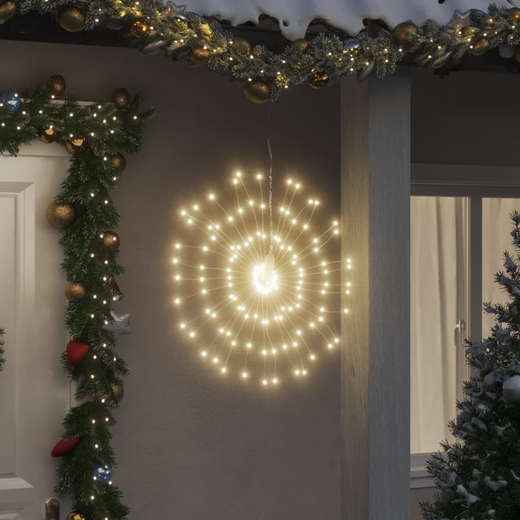 VidaXL lumières de Noël feux d'artifice 2 pcs 140 LED blanc chaud 17 cm