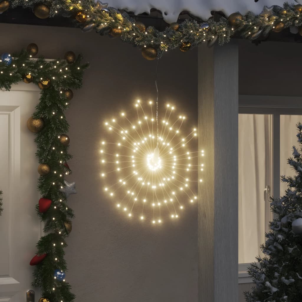 VidaXL lumières de Noël feux d'artifice 8 pcs 140 LED blanc chaud 17 cm