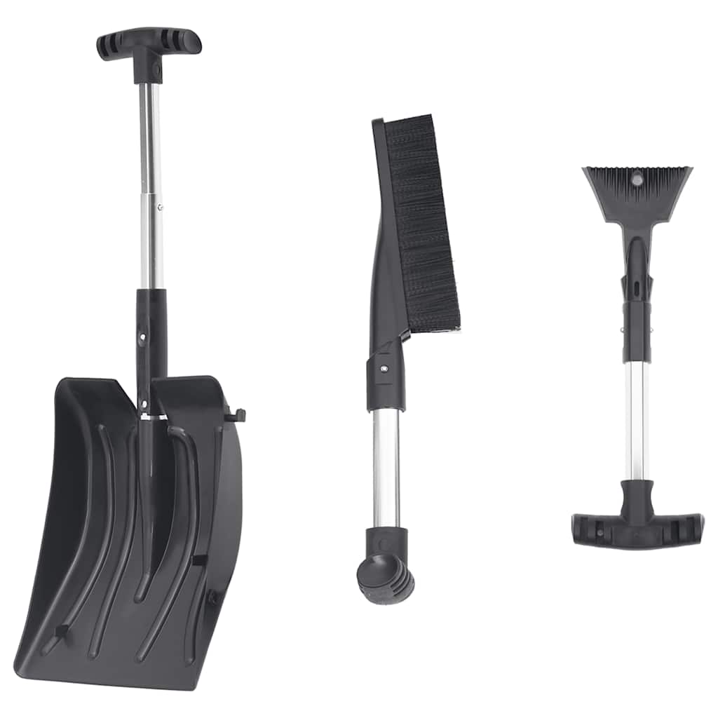 VidaXL jeu de pelles à neige 3 en 1 aluminium noir