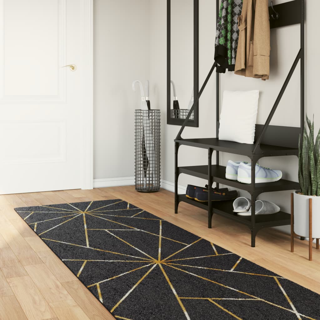 Vidaxx tapis lavable antidérapant 80x300 cm noir et or