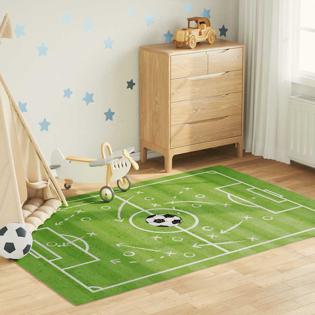 VidaXL Tapis pour enfants terrain de football lavable antidérapant 160x230 cm vert