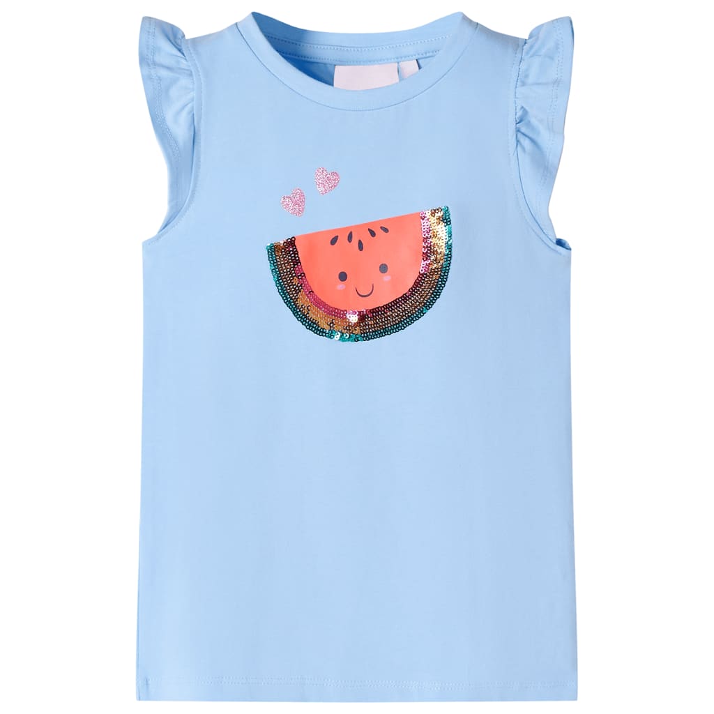 VidaXL Chemise enfant avec volants sur les manches 116 bleu clair