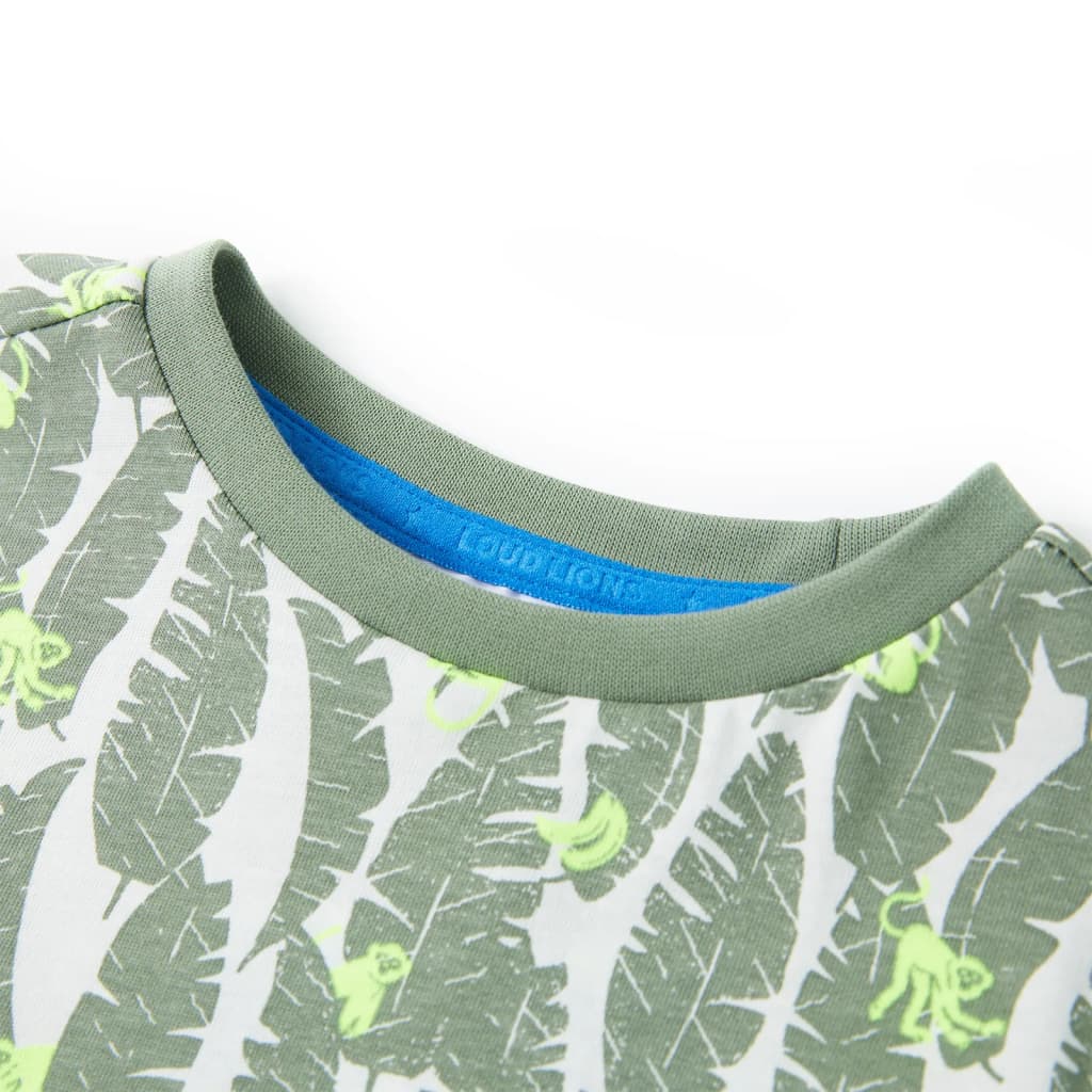 VidaXL Chemise enfant 92 écru et vert lierre foncé