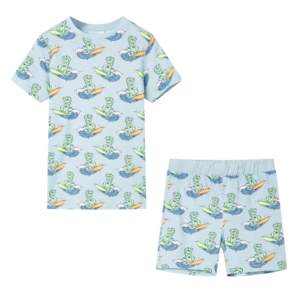 Vidaxl pyjama enfant manches courtes 140 bleu clair