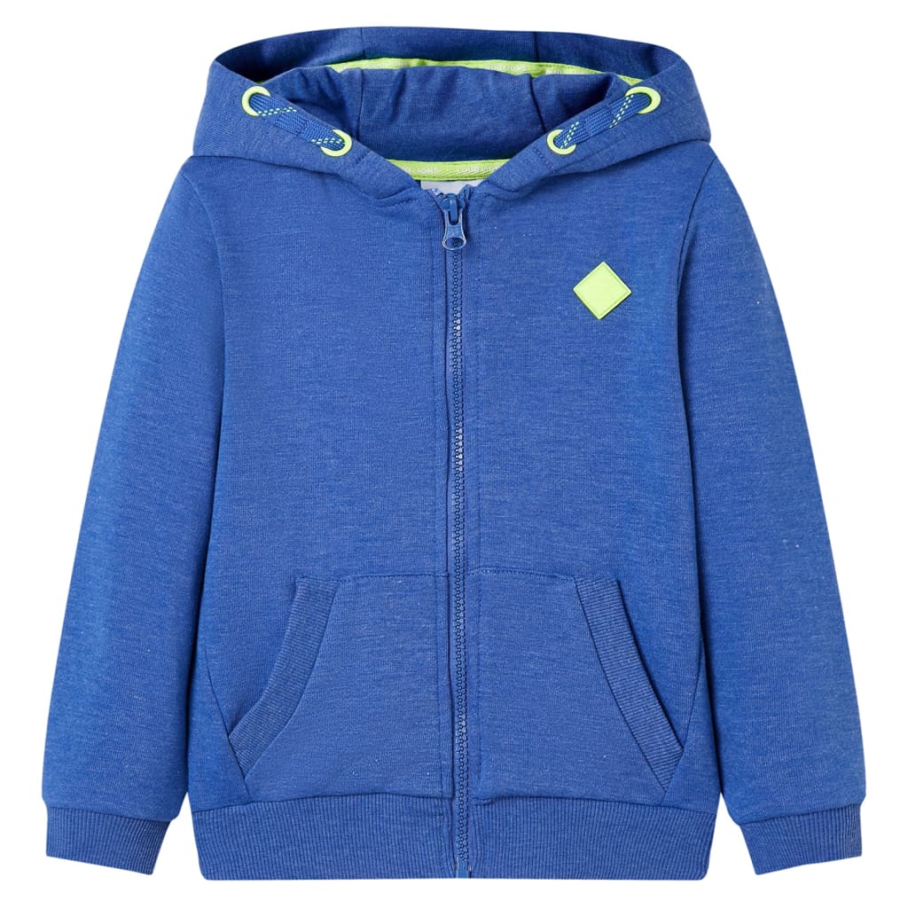 VidaXL Cardigan enfant avec capuche et fermeture éclair 92 bleu mélangé