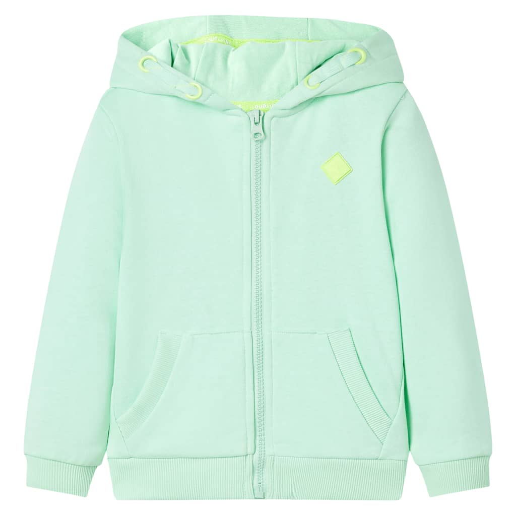 VidaXL Cardigan enfant avec capuche et fermeture éclair 116 vert vif