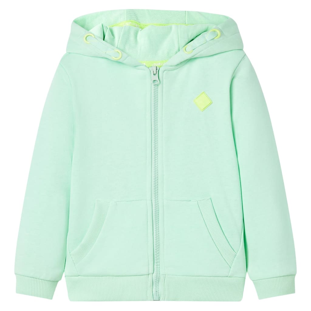 VidaXL Cardigan enfant avec capuche et fermeture éclair 140 vert vif