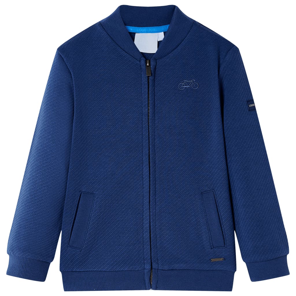 VidaXL Cardigan enfant avec fermeture éclair 140 bleu marine
