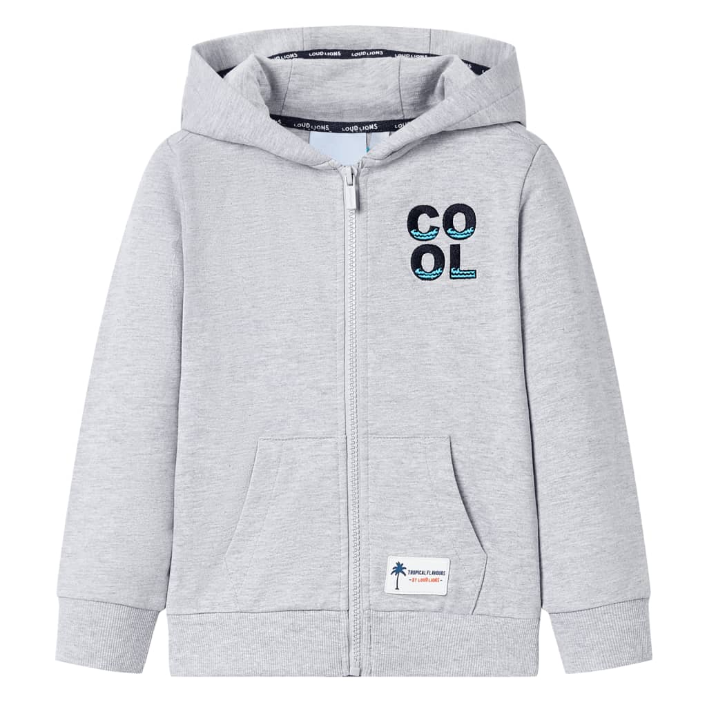 VidaXL Cardigan enfant avec capuche et fermeture éclair 92 gris
