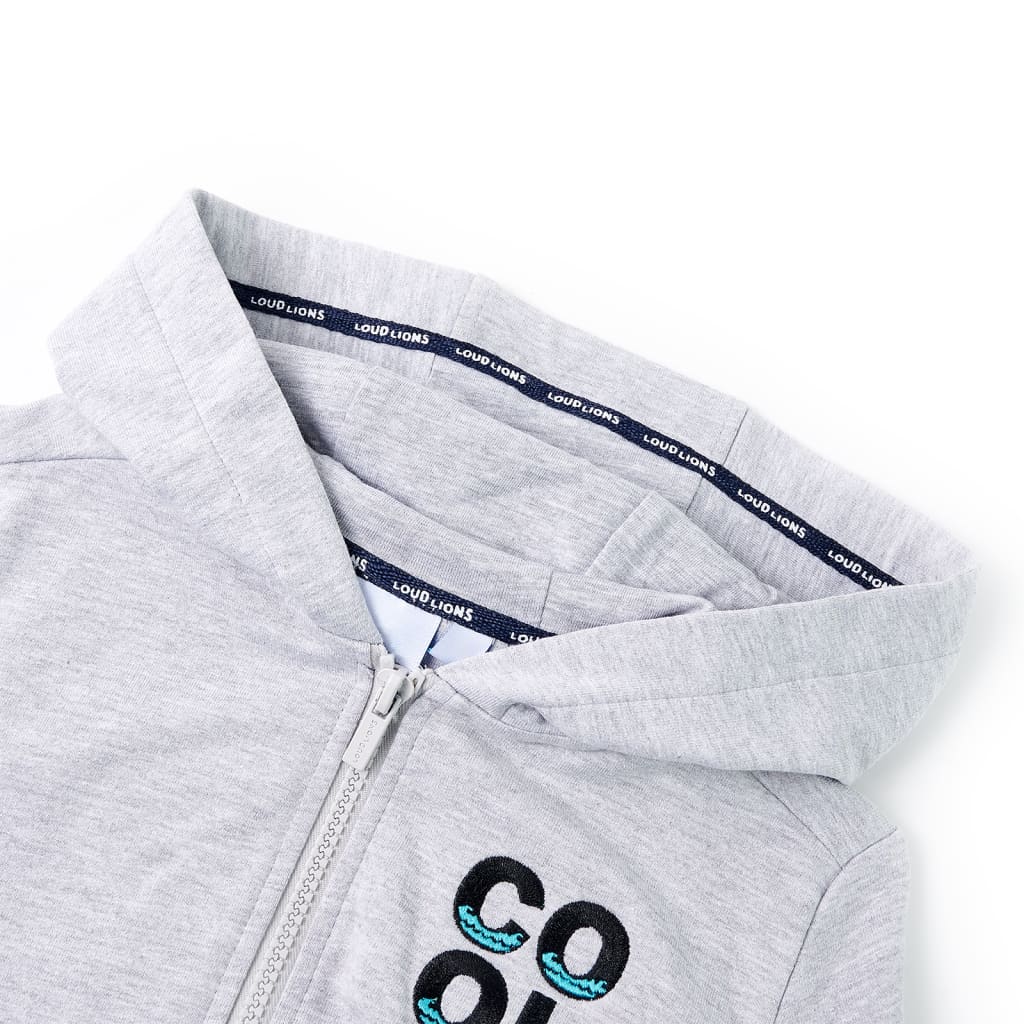 VidaXL Cardigan enfant avec capuche et fermeture éclair 92 gris