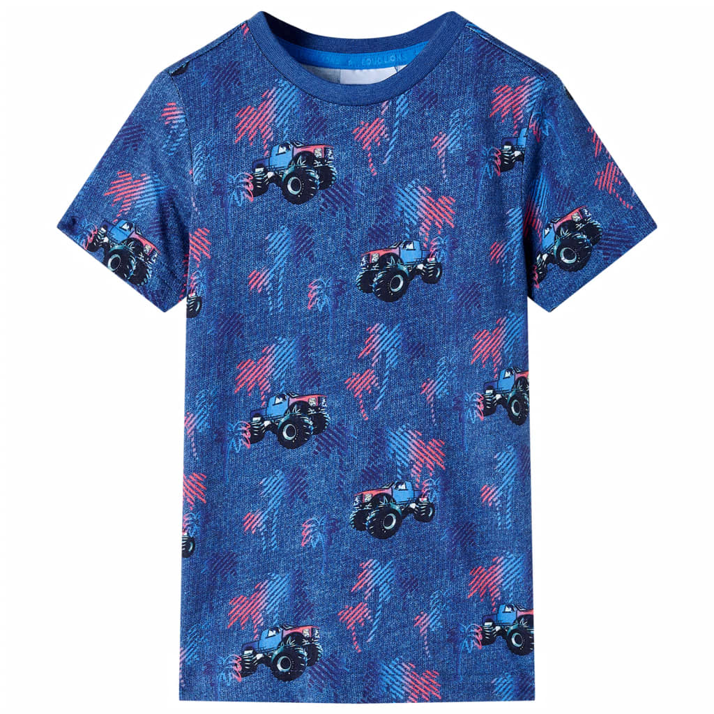 VidaXL Chemise enfant 116 bleu foncé mélangé