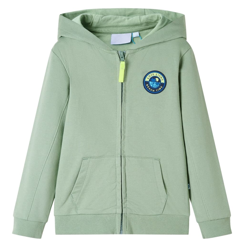 VidaXL Cardigan enfant avec capuche et fermeture éclair 116 kaki clair