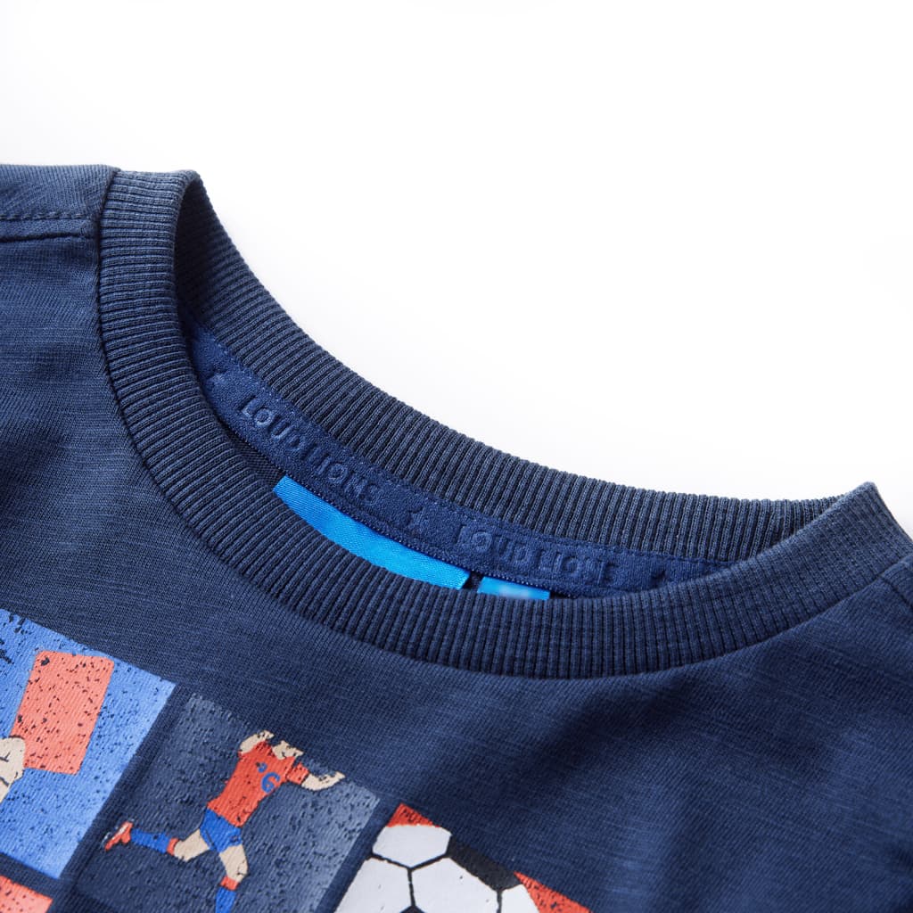 VidaXL Chemise enfant à manches longues 116 bleu marine mélangé