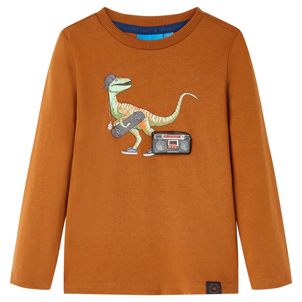 VidaXL Chemise enfant à manches longues 140 couleur cognac