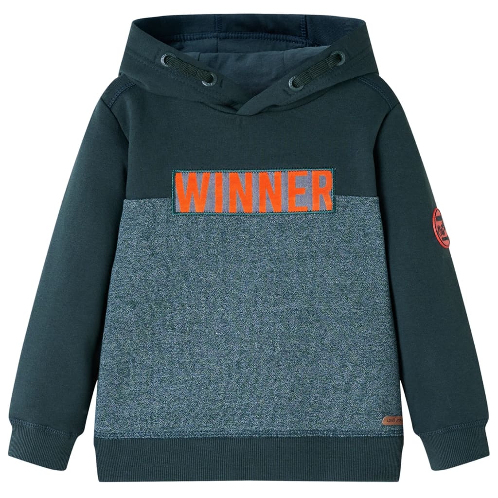 VidaXL Pull enfant à capuche 128 vert foncé