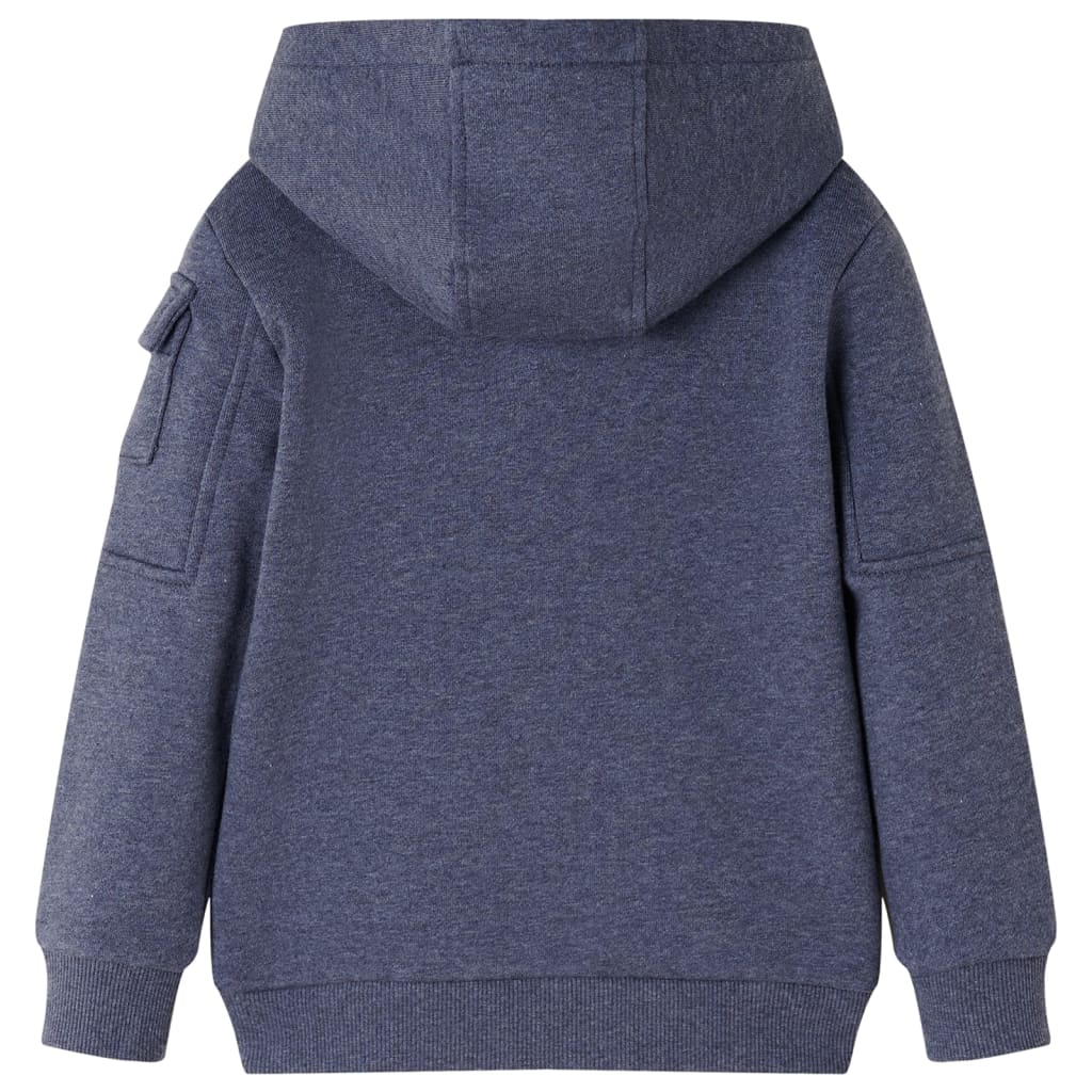 VidaXL Cardigan enfant avec capuche et fermeture éclair 92 bleu foncé mélangé