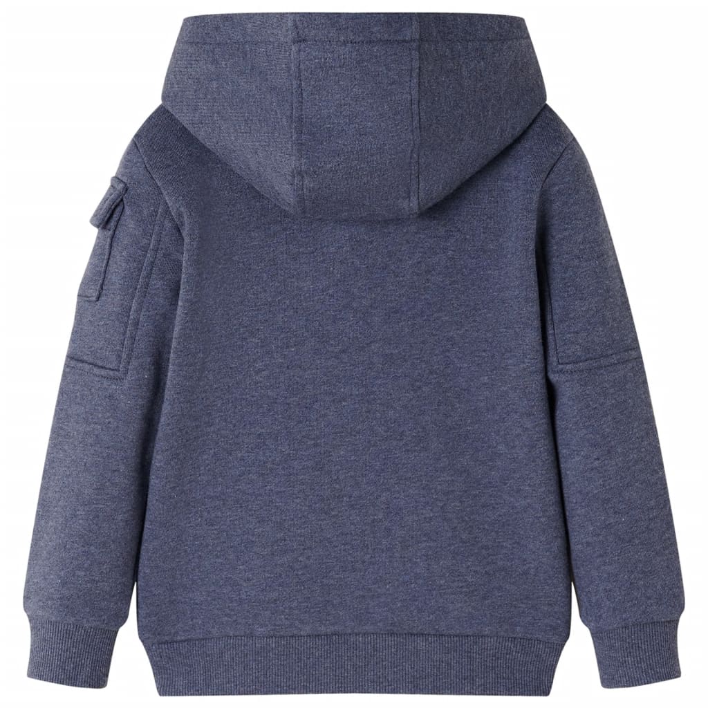VidaXL Cardigan enfant avec capuche et fermeture éclair 128 bleu foncé mélangé