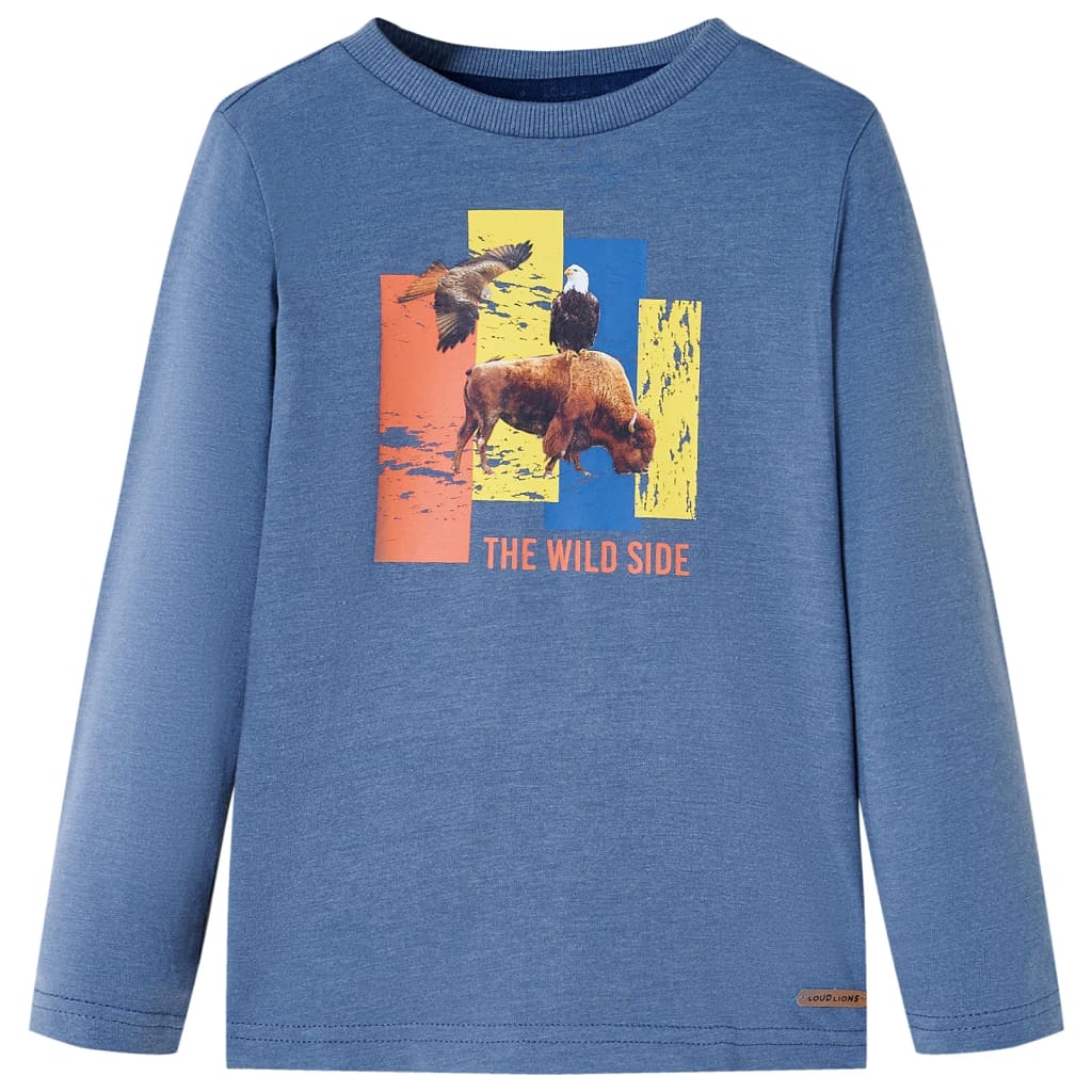 VidaXL Chemise enfant à manches longues 128 bleu mélangé