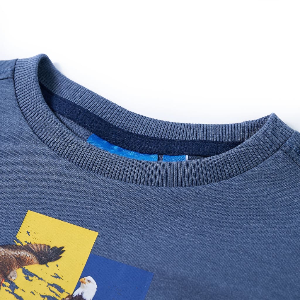 VidaXL Chemise enfant à manches longues 140 bleu mélangé