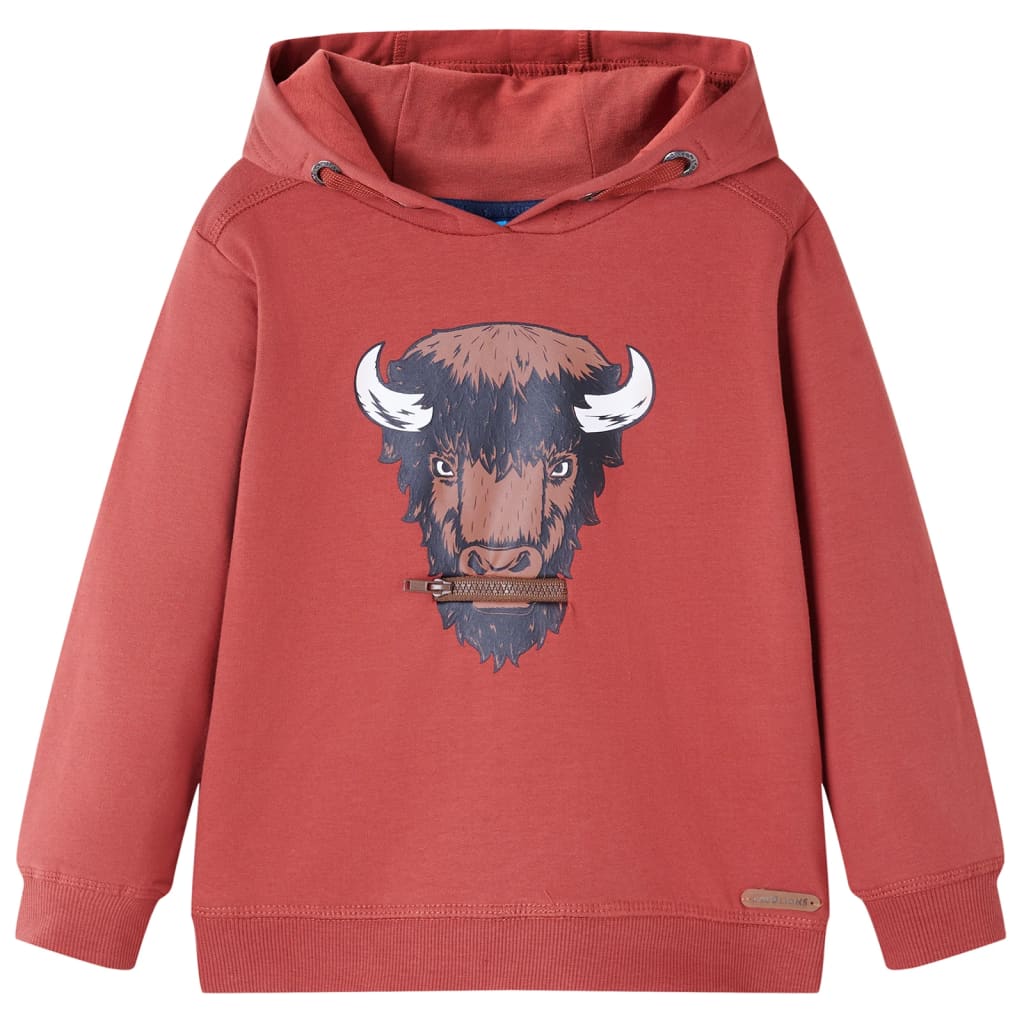 VidaXL Pull enfant à capuche 92 rouge-marron